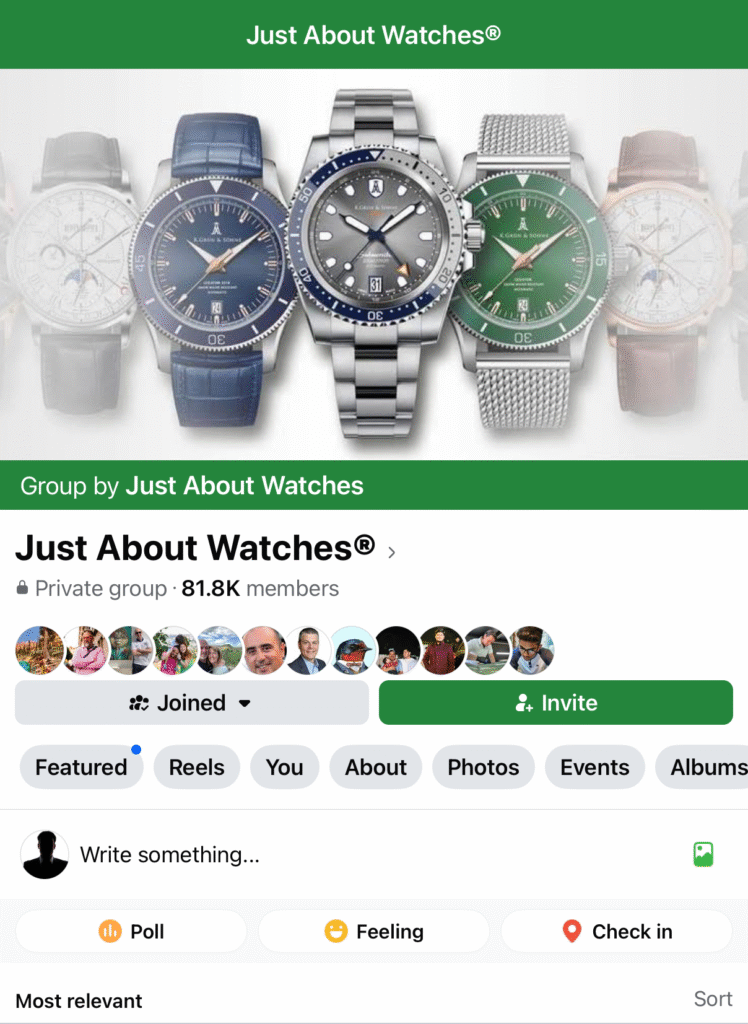 Just About Watches Facebook Group