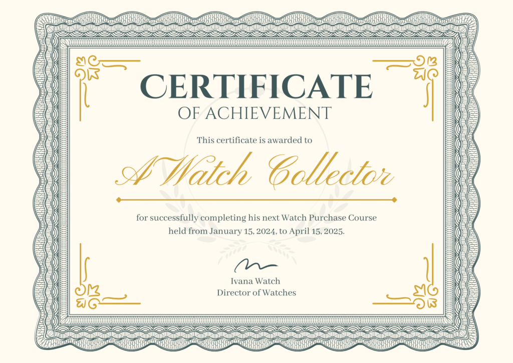 Certificate of Watch Collecting