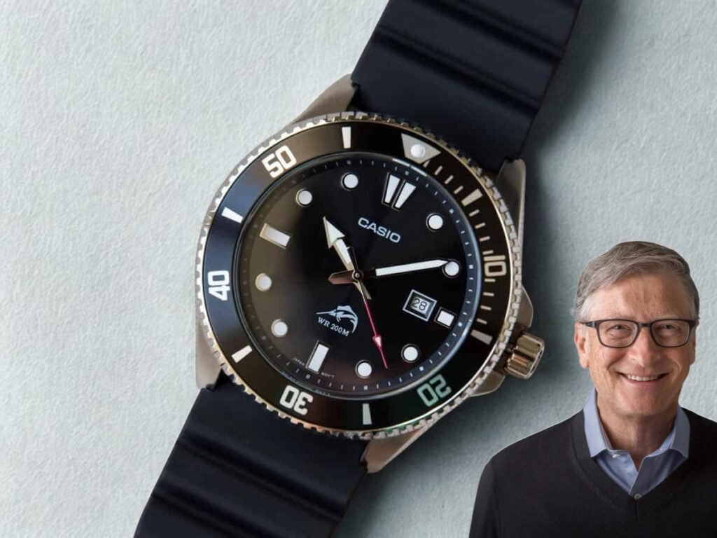 Bill Gates wearing a Casio MDV106