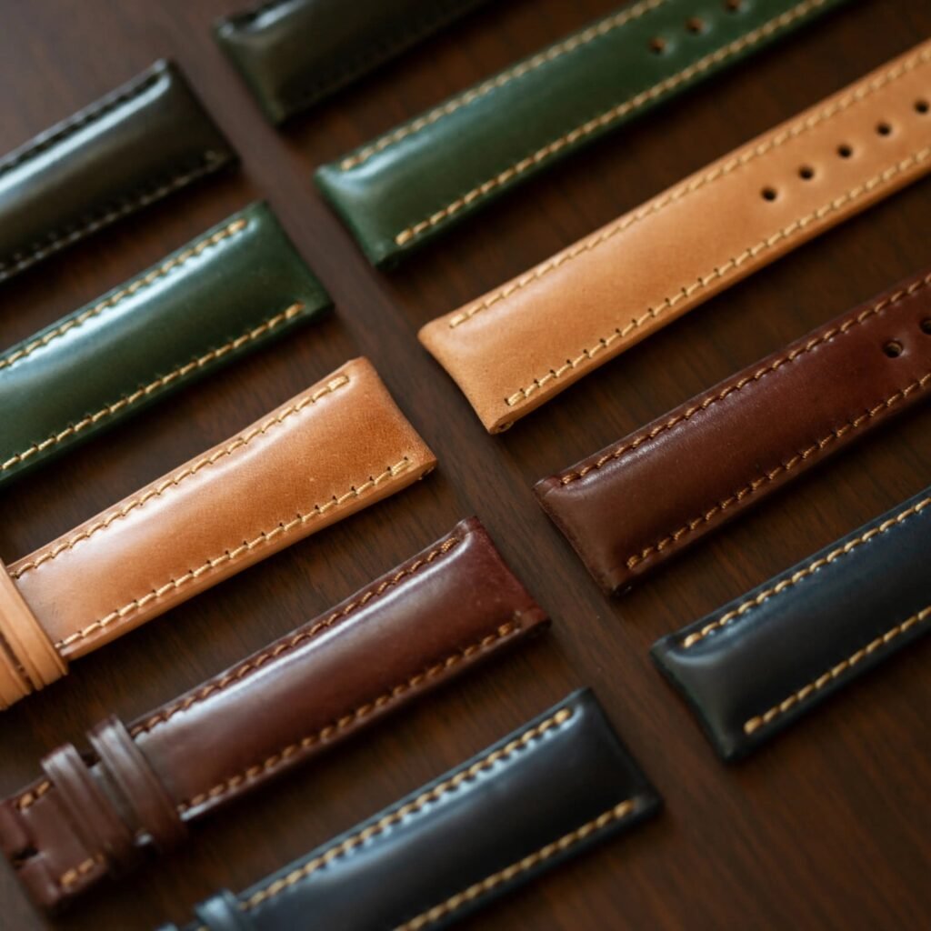 Luxury beautifully stitched genuine leather watch straps