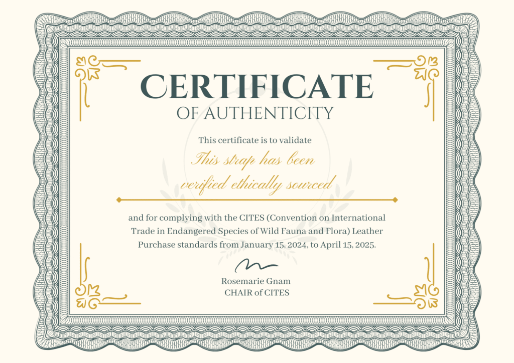 CITES compliant in the Trade or use of Endangered Species of Wild Fauna and Flora